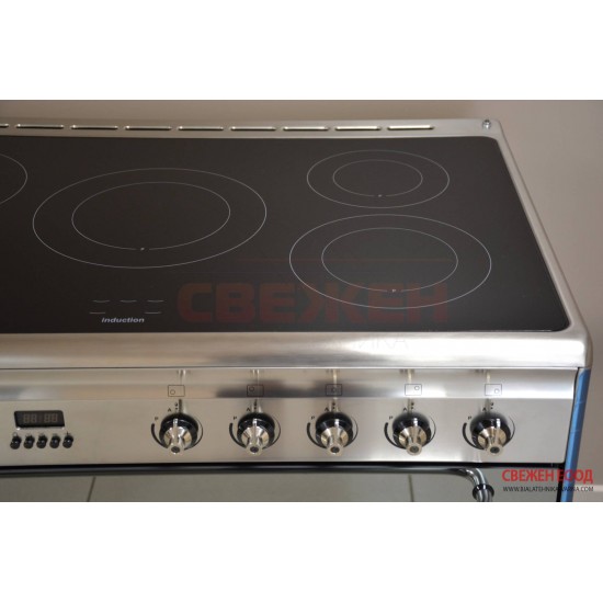 Индукционна печка - SMEG SCD90IMX, 90 см широка, 109 л обем на фурната - Готварски печки 60 см Варна