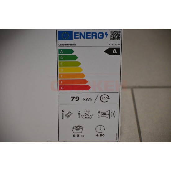 Сушилня LG RT90X7BA – 9 кг, термопомпа, енергиен клас A, AI Dry, Dual Inverter